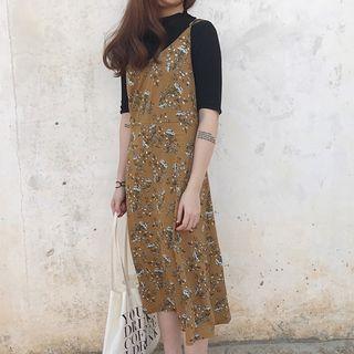 Floral Print Spaghetti-strap Midi Chiffon Dress