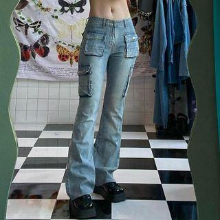Mid Rise Bootcut Washed Jeans