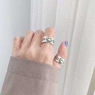 925 Sterling Silver Smiley Face Open Ring