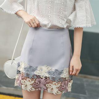 Lace Panel Mini Skirt