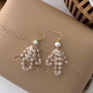 Faux Crystal Dangle Earring 1 Pair - Gold - One Size