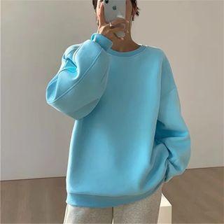 Long Sleeve Plain Loose-fit Sweatshirt