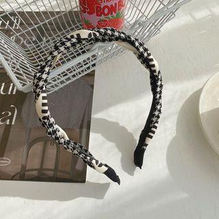 Houndstooth Braided Fabric Headband Black & White - One Size