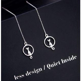 S925 Silver Cat Drop Single Earring