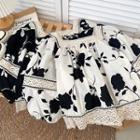 Square-neck Floral Lace Oversize Blouse