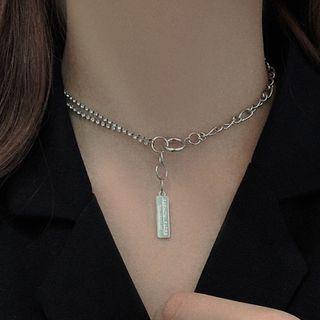 Alloy Bar Pendant Choker Silver - One Size