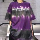 3/4-sleeve Letter Gradient T-shirt