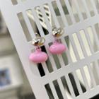 Two-way Dangle Earring Silver & Pink - One Size