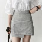 Wrapped Gingham Pencil Skirt