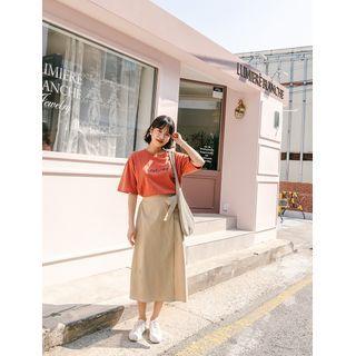 Plus Size Beribboned Linen Blend Wrap Skirt