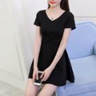 Cross Strap Short-sleeve Mini A-line Dress