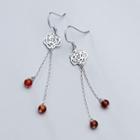 925 Sterling Silver Flower Bead Fringed Earring As Shown In Figure - One Size