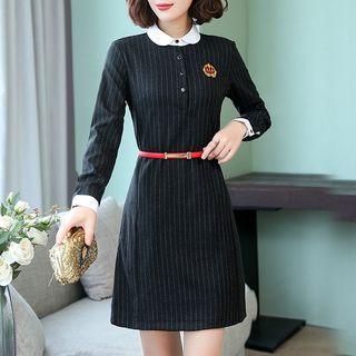 Pinstriped Peter Pan Collar Shirtdress
