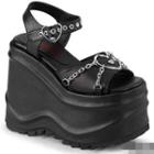 Platform Wedge Chained Heart Buckled Sandals