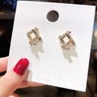 Square Rhinestone Earring 1 Pair - Gold - One Size