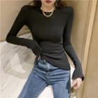 Long-sleeve Shoulder-padded Fitted Top