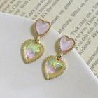 Faux Crystal Heart Dangle Earring 1 Pair - Gold - One Size