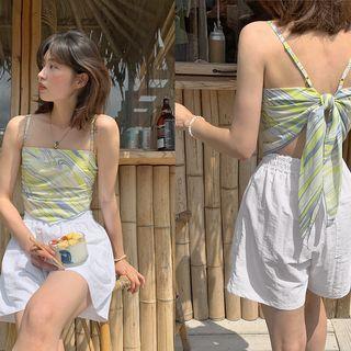 Spaghetti-strap Scarf Top Neon Yellow - One Size