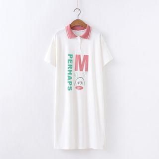 Short-sleeve Printed Midi Polo Dress