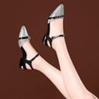 Plaid Low-heel Ankle Strap Sandals