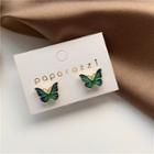 Alloy Butterfly Earring 1 Pair - Earrings - Green & Gold - One Size