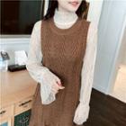 Turtleneck Long Bell Sleeve Lace Top