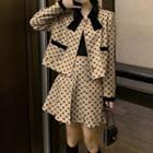 Butterfly Print Jacket / A-line Skirt