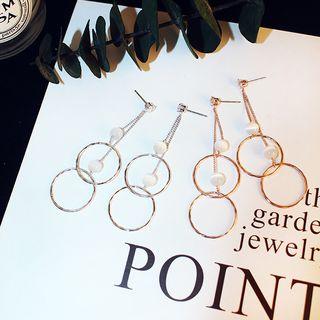 Cat Eye Stone & Hoop Dangle Earring