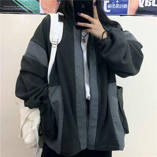 Drawcord Paneled Zip Jacket