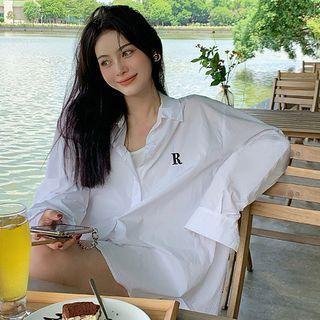 Set: Shirt + Wide-leg Shorts Shirt - White - One Size / Shorts - White - One Size