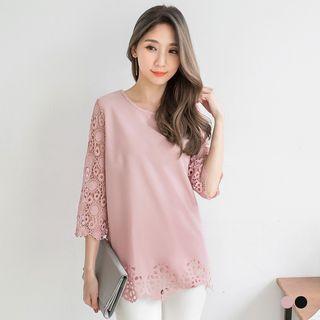 Scallop Crochet Longline Blouse