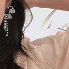 Non-matching Rhinestone Butterfly Fringed Earring 1 Pair - Silver - One Size