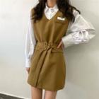 Long-sleeve Shirt / V-neck Dress With Belt
