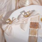 Bow Fabric Rhinestone Dangle Earring 1 Pair - E2986 - Gold - One Size