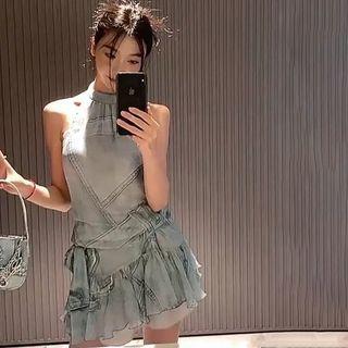Ruffle Mini Halter Dress