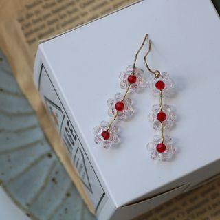 Faux Crystal Flower Dangle Earring 1 Pair - Hook Earring - Red - One Size