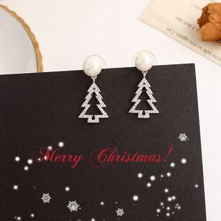 Christmas Tree Faux Pearl Dangle Earring