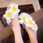 Floral & Faux Pearl Flip-flops