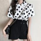 Elbow-sleeve Dotted Shirt / Wide-leg Shorts
