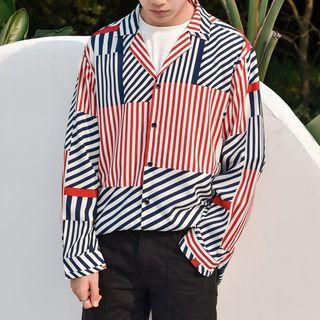 Contrast Color Striped Shirt
