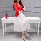 Set: Plain Blazer + Strap Dress