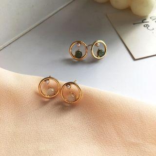 Resin Bead Alloy Hoop Earring