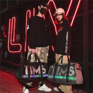 Mesh Pocket Lettering Duffel Bag