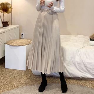 Band-waist Accordion-pleat Chiffon Skirt