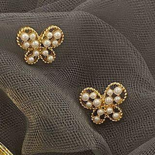 Faux Pearl Butterfly Earring 1 Pair - One Size