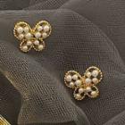 Faux Pearl Butterfly Earring 1 Pair - One Size