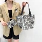 Set: Print Tote Bag + Pouch White - One Size