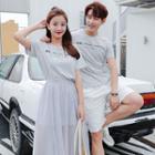 Couple Matching Set: Short-sleeve T-shirt Dress + Midi Skirt / Short-sleeve T-shirt / Shorts