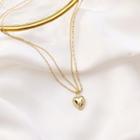 Alloy Heart Pendant Layered Choker 1 Pc - As Shown In Figure - One Size