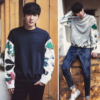 Printed Sleeve Pullover